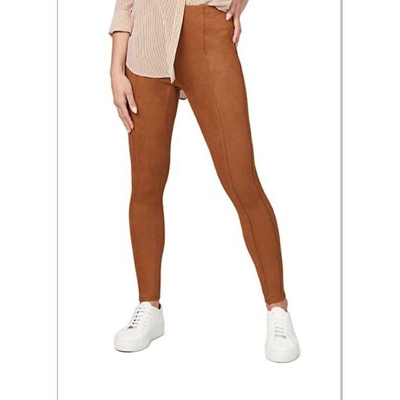 New! SPANX Rich Caramel High Waist Faux Suede Leggings, SP - Picture 2 of 9